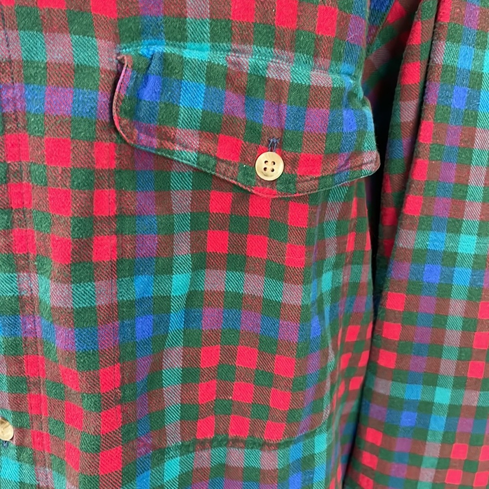 Fil A Fil Colorful Flannel Button Up. Size 43 (35… - image 2